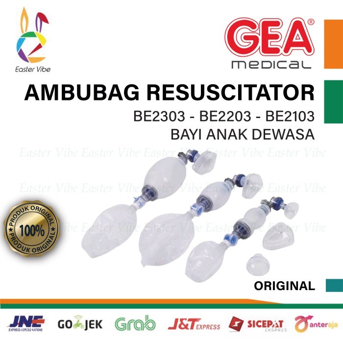 Gea Ambubag Silicone Silikon Manual Resuscitator Set Bayi Anak Dewasa Be-2303 Be-2203 Be-2103