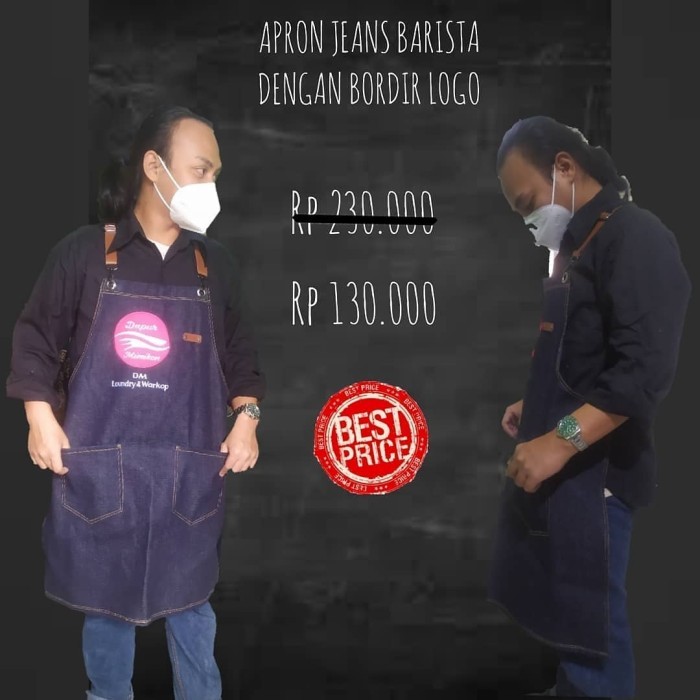 APRON CELEMEK BARISTA JEANS TERMURAH KEREN