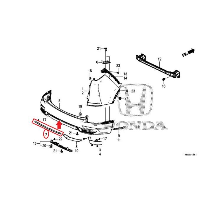 Moulding List Bumper Belakang CRV TURBO 2021-2022 Original