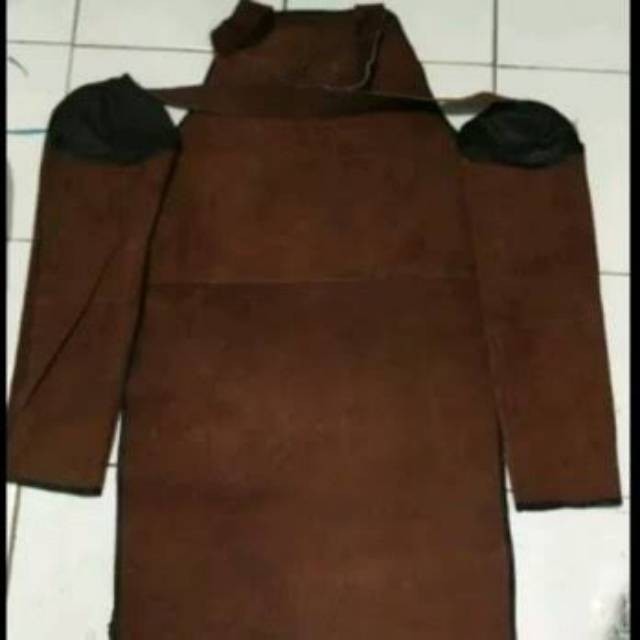 APRON DADA KULIT WELDING APRON LAS KULIT SET DADA + LENGAN COKLAT
