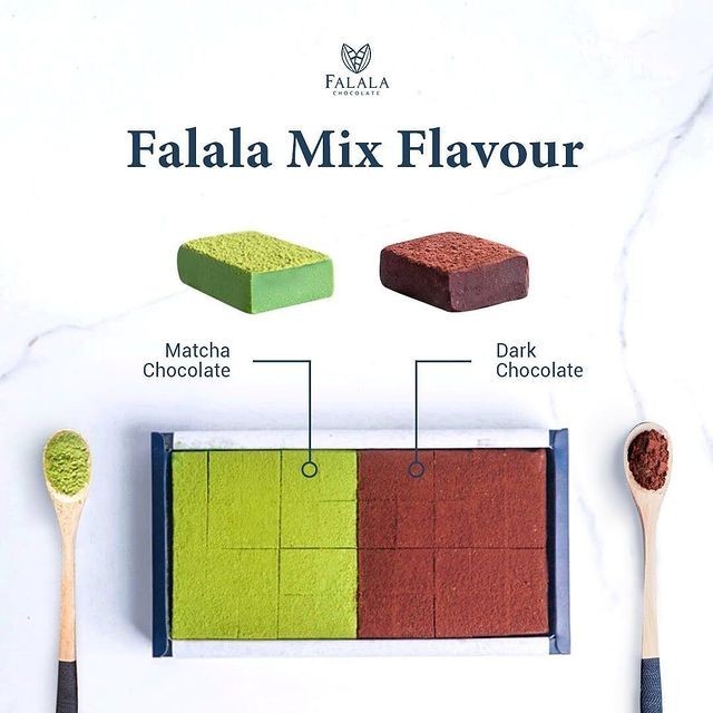 

Falala Mix (Dark & Matcha) Chocolate Japanese Nama Chocolate Premium STOK TERBATAS