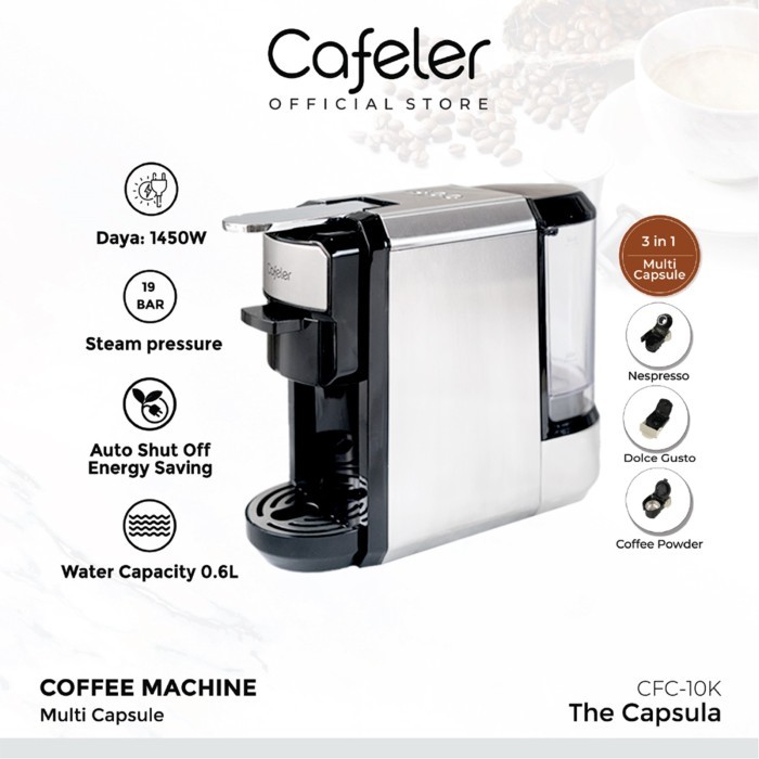 PROMO Cafeler Mesin Kopi Multi Kapsul 3IN1 / Capsule Coffee Maker 19Bar