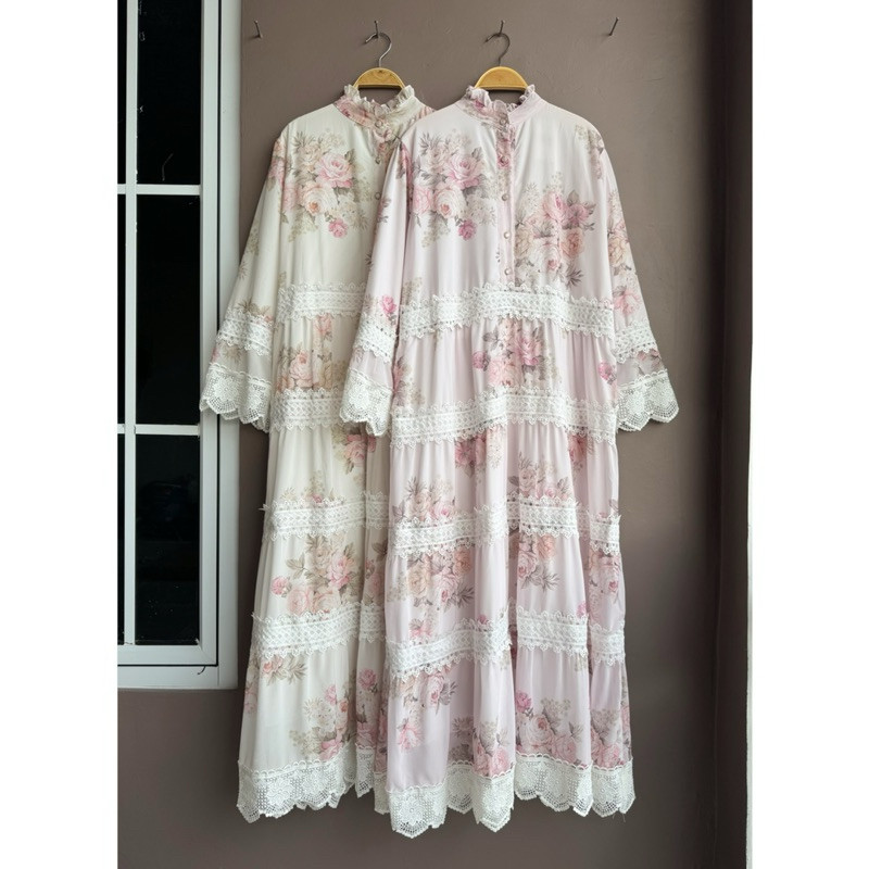 PROMO RAMADHAN yumna dress, gamis bangkok, lafreya dress, gamis putih, white maxi, dress katun
