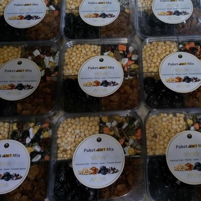 

Baru Paket 4 In 1 Mix -Kurma Ajwa, Coklat Kerikil, Kacang Arab, Kismis Emas