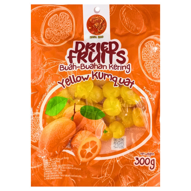 

S23037 NAGA MAS DRIED FRUITS YELLOW KUMQUAT MANISAN IMLEK 300GR MAJU BERSAMA (20250408)