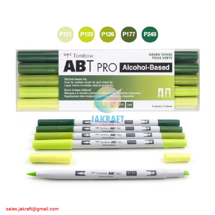 

TERBARU Spidol Kuas 2in1 Permanent Set isi 5 Hijau TOMBOW ABT PRO Dual Brush
