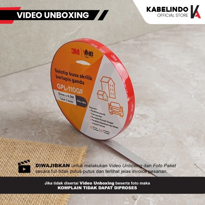 

3M Vhb Double Tape Automotive 4900 4.5M Double Tape Otomotif Bangunan