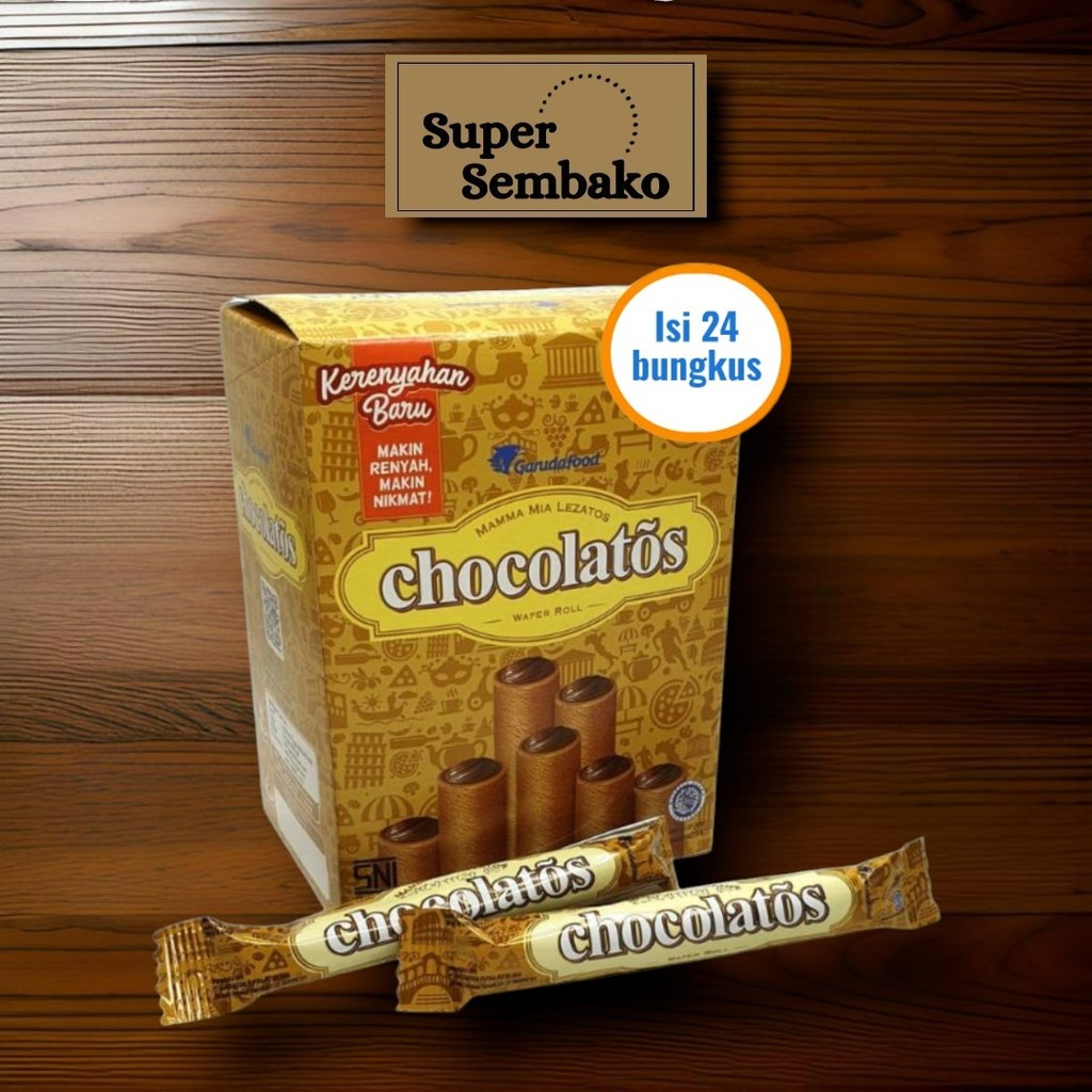 

SNACK WAFER ROLL CHOCOLATOS COKLAT 8.5g PER BOX ISI 24 BUNGKUS PCS