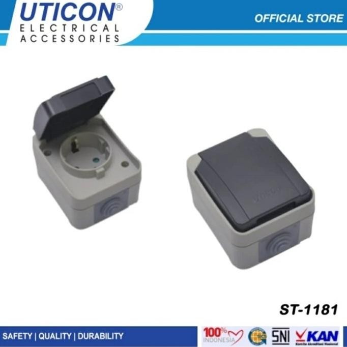 TERBARU UTICON STOP KONTAK 1 LUBANG STOP KONTAK TUTUP TERMINAL OUTBOW OUTDOOR ST1181