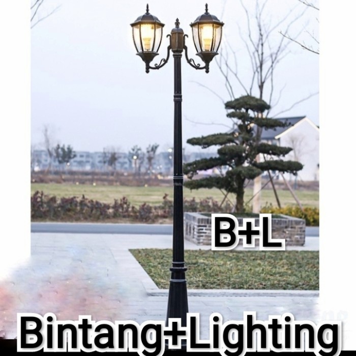 Lampu Taman Outdoor Tiang 2 Canang Lampu Hias Taman Murah