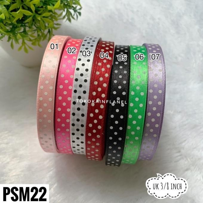 

PSM22 Pita Satin Motif Polkadot Kecil 3/8 Inch (Per Roll 20 Yard)