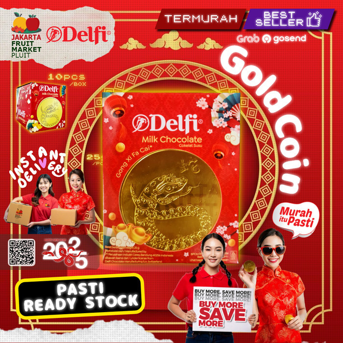 

Imlek DELFI GOLD COIN BIG koin permen coklat Chinese New Year angpao shio Imlek angpau Sincia - 25g /PCS !NEW