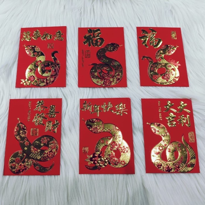 

Imlek Angpao Imlek Shio Ular 4121 Ukuran Standar Dove Emboss Emas Mewah Mix motif - Satuan !NEW
