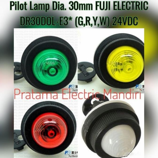 Promo FUJI Pilot Lamp DR30DOL-E3G DR30DOL-E3R DR30DOL-E3Y DR30DOL-E3W 24VDC - Hijau COD