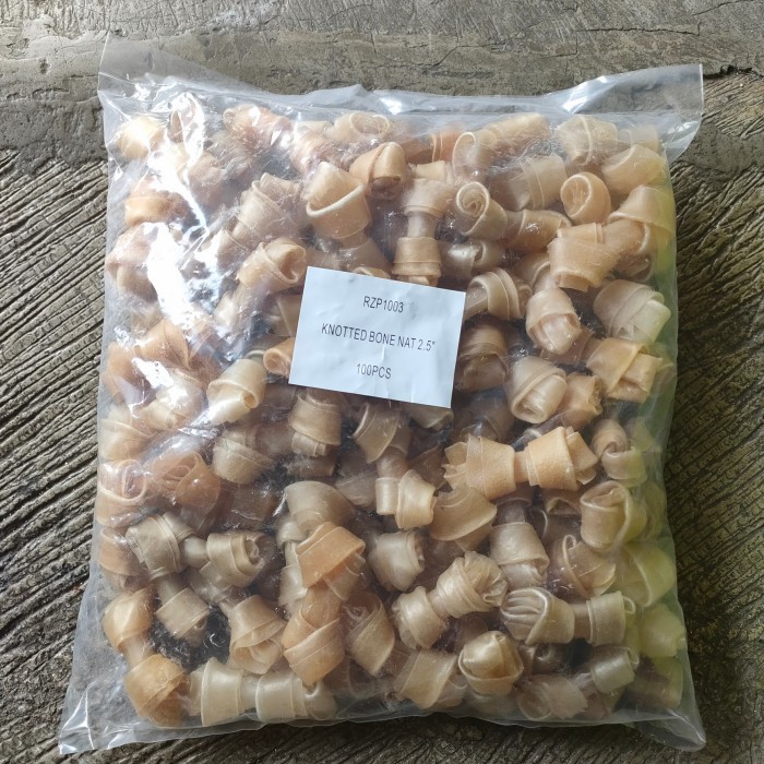 TERLARIS knotted bone 2.5 natural tulang anjing rawhide isi 100pcs