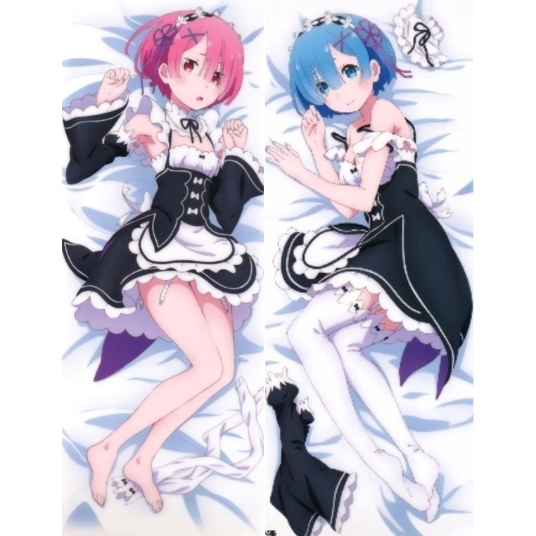 Sarung Bantal Peluk Dakimakura Anime Re Zero Rem and Ram BB0R 110x40