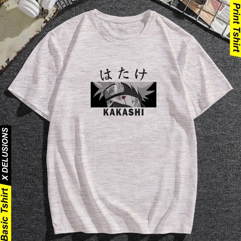 Promo Kaos Anime Naruto Kakashi Anbu Konoha Baju Distro Kaos Pria Kekinian Oblong Dewasa Hitam Putih