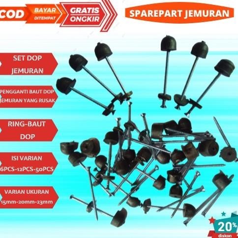 Ready Stock 6 Pasang Baut Jemuran Aluminium/Sparepart Jemuran Knop Dop