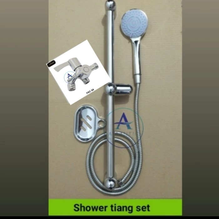 PROMO Paket tiang+shower+kran cabang/paket hand shower tiang+ kran cabang