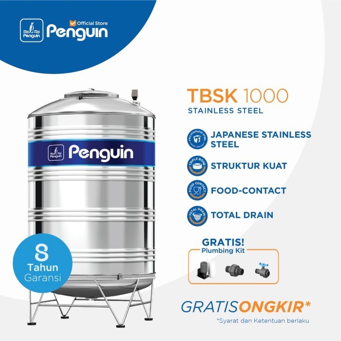 Penguin Tangki | Toren | Tandon Air Stainless TBSK 1000 1000 liter