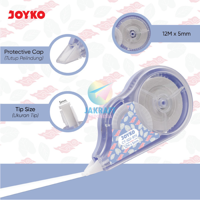 

Correction Tape Joyko Ct-522-Btk Warna Batik Pastel Tip-X Tip Ex Pita 12 Meter Isi Lebih Banyak Long