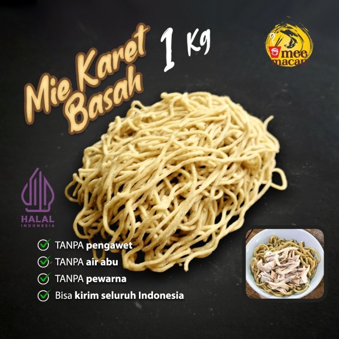 TERBARU Mie KARET Basah 1 kg untuk 12 porsi Mie Kari Mie Karet Jakarta Ayam Kampung Mie Mentah Karet