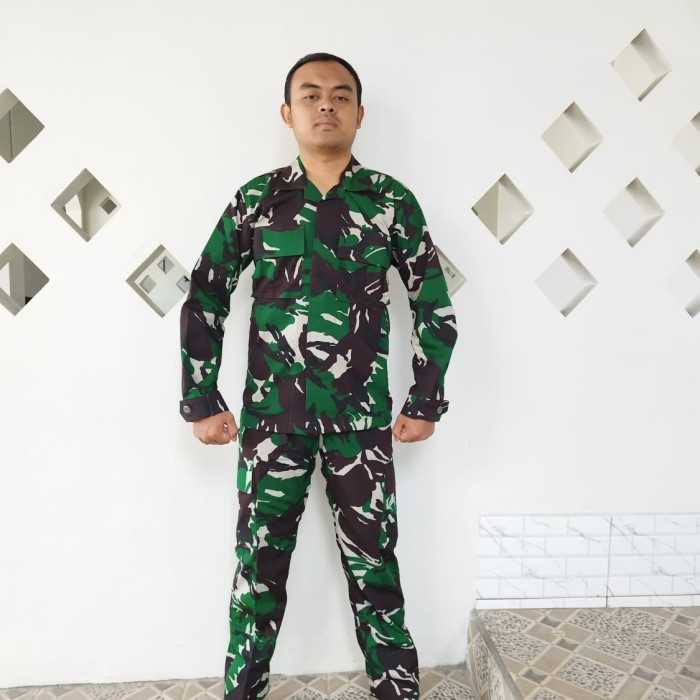 Kemeja Setelan Pakaian Baju Pdl Loreng Tni Ad Malvinas Bahan Velbed