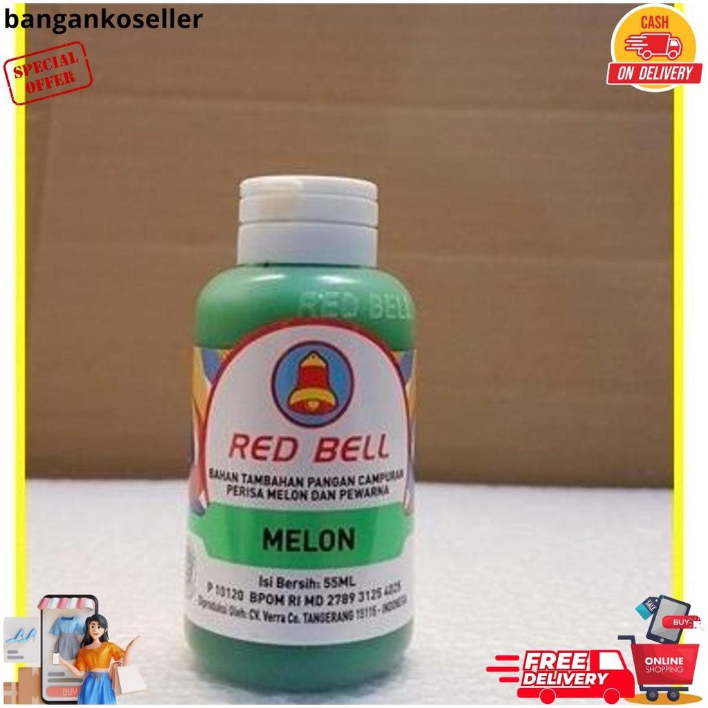 

Pewarna Dan Perisa Red Bell Rasa Melon 55Ml/Red Bell/Sumbo Red Bell Gratis Ongkir