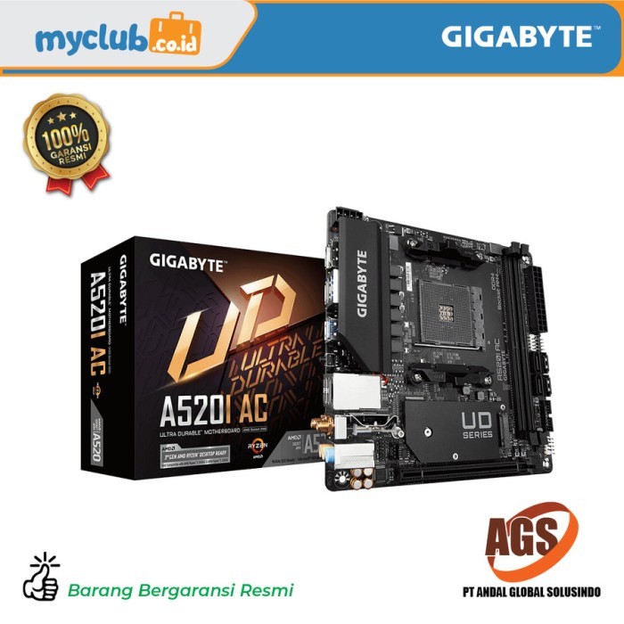 BISA GOSEND GIGABYTE MOTHERBOARD A520I AC SOCKET AM4 MINI-ITX 2 X DDR4 GRATIS ONGKIR