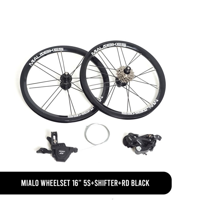 Mialo Wheelset 16" 305 + Shifter + RD + Sprocket 5sp Black Aluminum