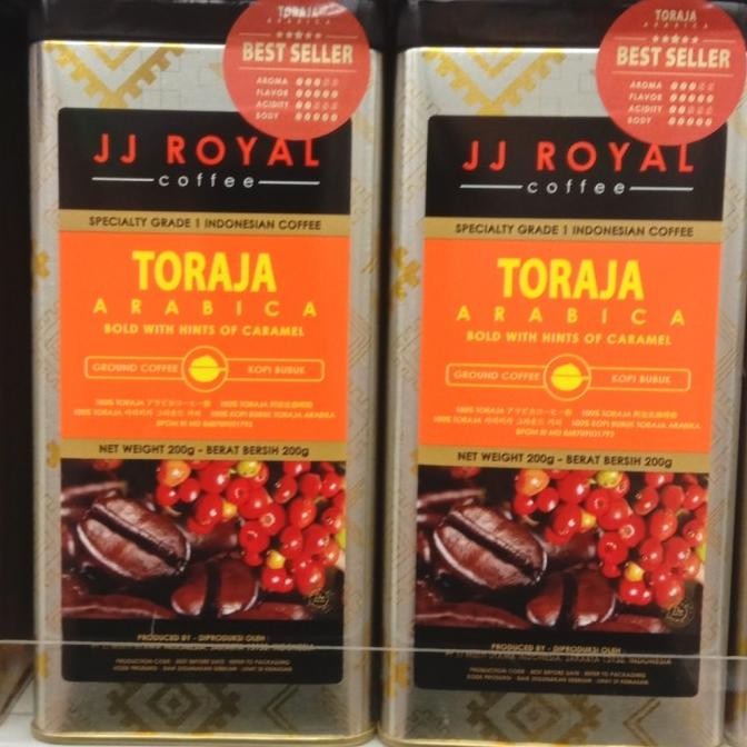 

jj royal coffee toraja arabica 200g ground coffee/kopi bubuk