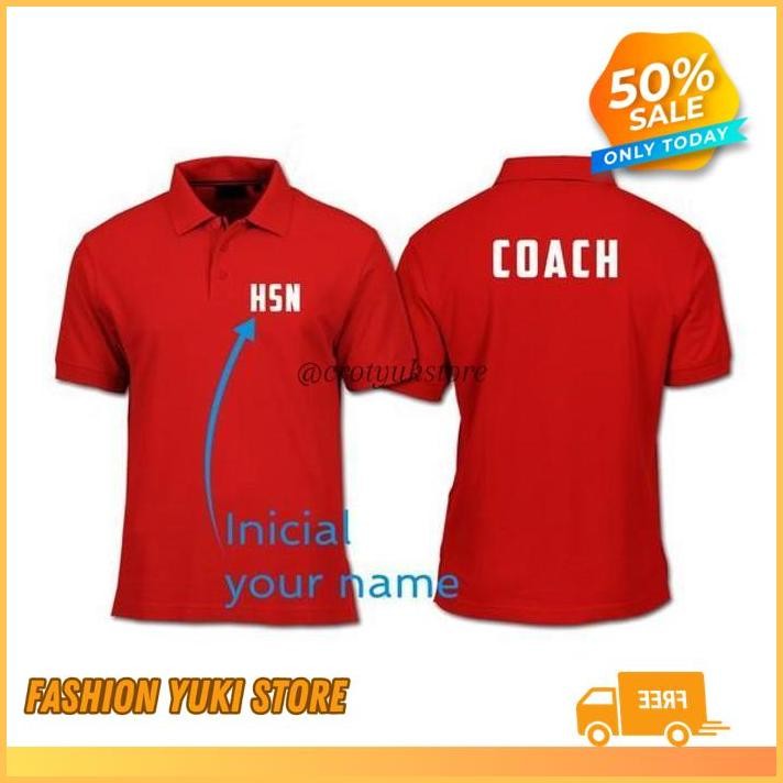 KAOS POLO SHIRT TSHIRT BAJU KERAH DISTRO INISIAL NAMA COACH PELATIH POLOS CUSTOM  INDONESIA PRIA WAN