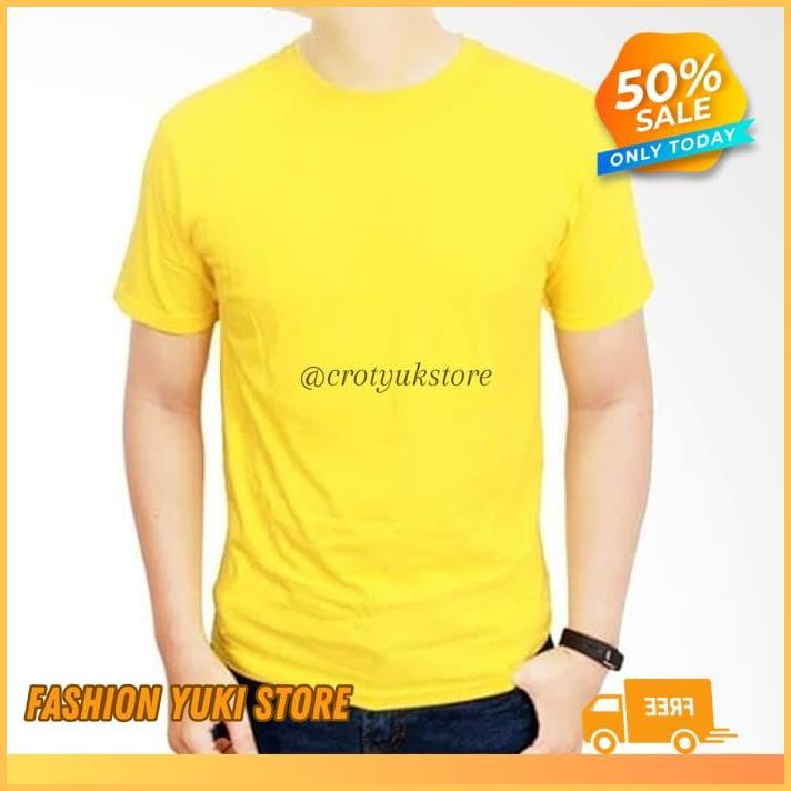 KUNING LEMON KAOS TSHIRT BAJU OBRAL MURAH COMBED 30 DISTRO SABLON BORDIR POLOS  CUSTOM INDONESIA PRI