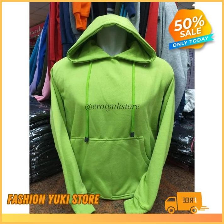 JAKET HOODIE JUMPER SWEATER DISTRO HIJAU STABILO IJO NEON WARNA SABLON BORDIR PRINT  POLOS CUSTOM PR