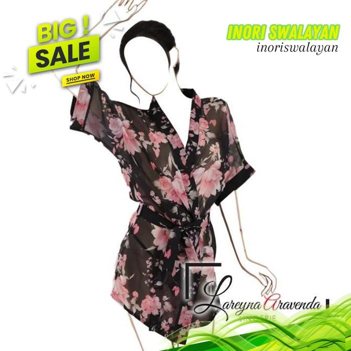 JUMBO CD SEKSI MODEL SET BAJU SEKSI LINGERIE JUMBO CD SEKSI MODEL KIMONO FLOWERS TRANSPARANT PRODUK 