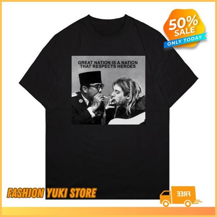 KAOS TSHIRT BAJU OBRAL MURAH DISTRO PRESIDEN SUKARNO SOEKARNO KURT SABLON BORDIR MERCHANDISE  MUSIK 