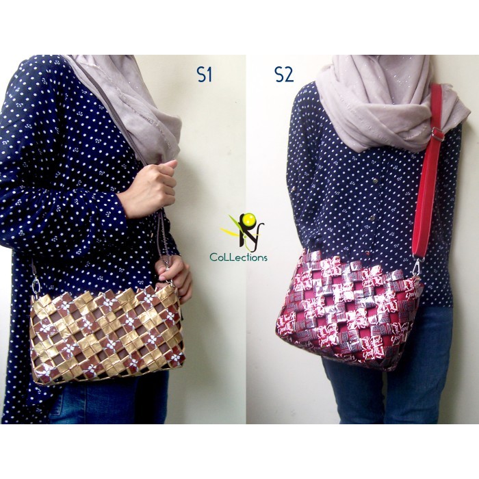 Tas Selempang Anyaman Plastik Daur Ulang