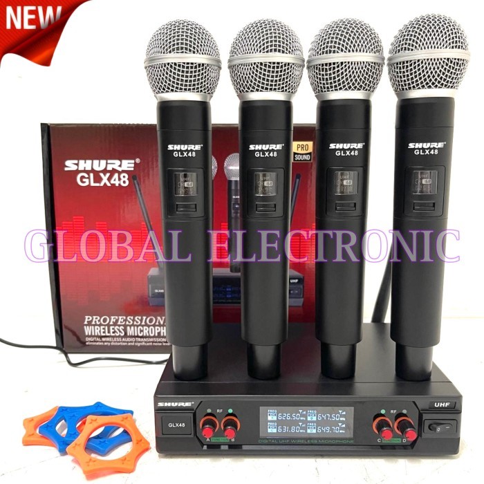 Hilmawanmall - Mic Wireless Shure Glx 48 Original 4 Channel 4 Pcs Mic