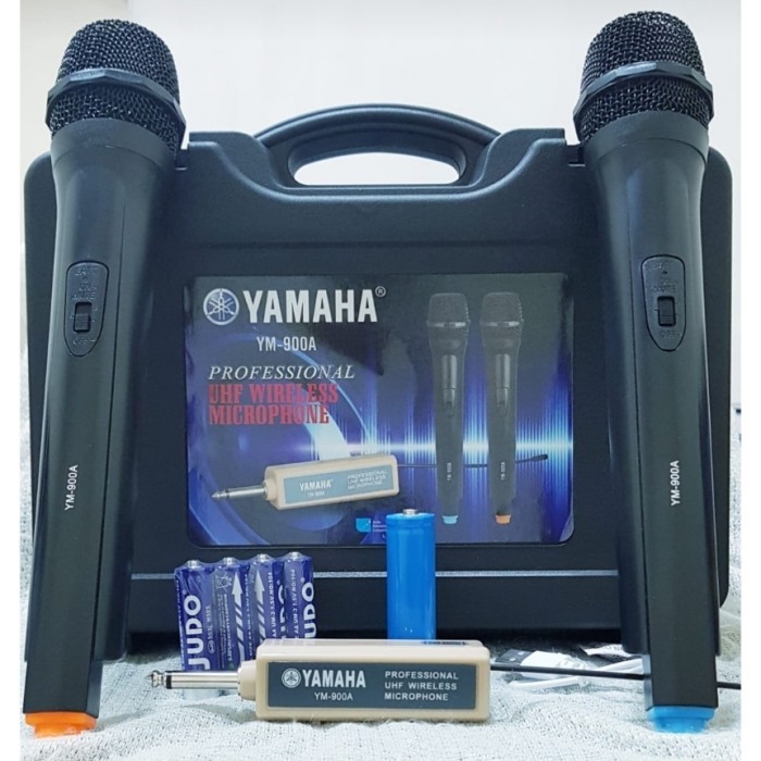 Hilmawanmall - Mic Wireless Yamaha Ym 900A Microphone Tanpa Kabel 2 Mic