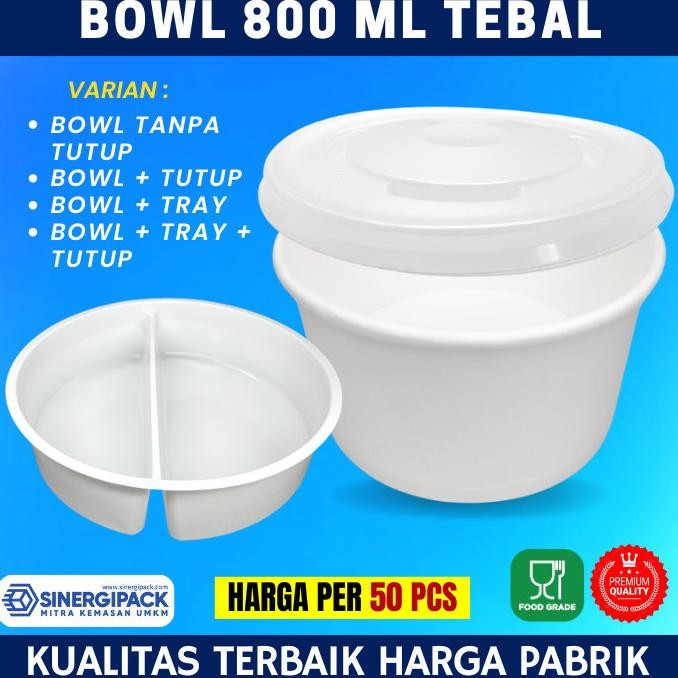 

sale! paper bowl 800ml tebal dengan tutup & tray - mangkok kertas rice bowl
