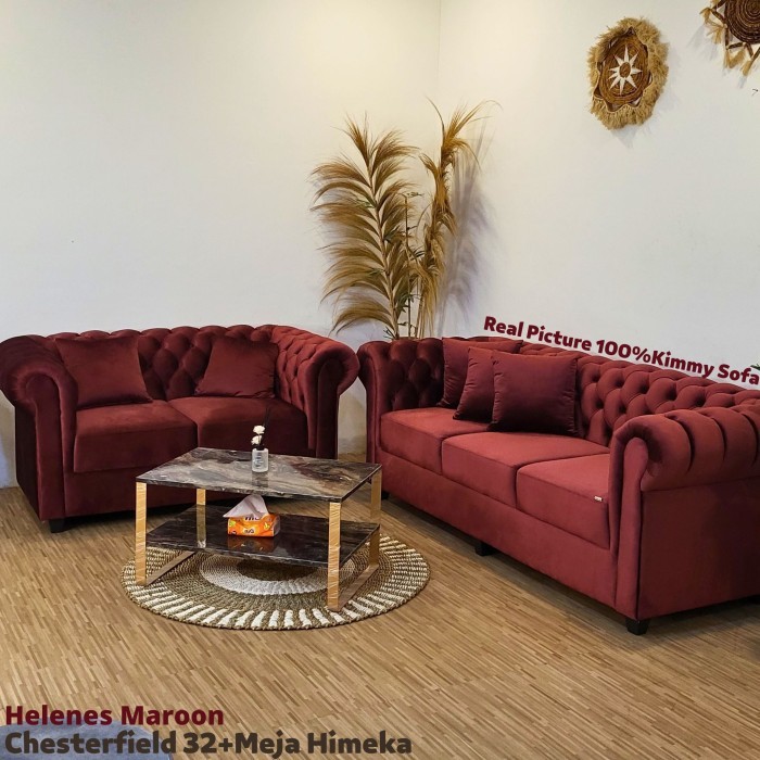 Sofa Chesterfield / Jaguar Kancing classic modern suede bludru