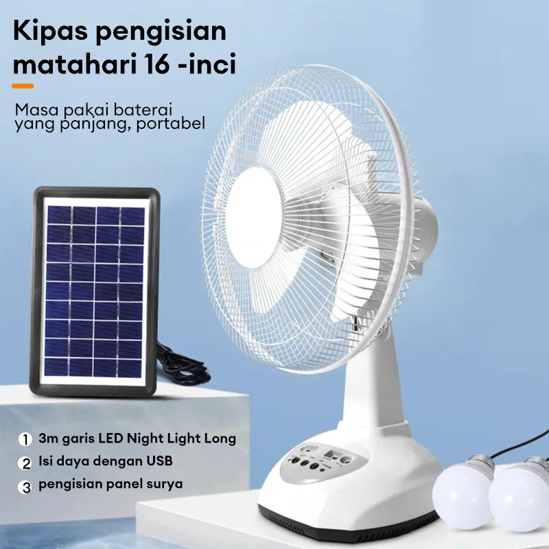 Kipas Tenaga Surya Kipas Meja Fan Surya Kipas Lantai 12"-16" dengan Panel Tenaga Surya Bola Lampu