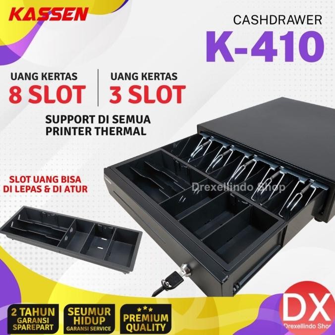 

sale! cash drawer laci uang kasir kassen k410 / k-410 metal 8 slot uang kertas 3 slot uang koin