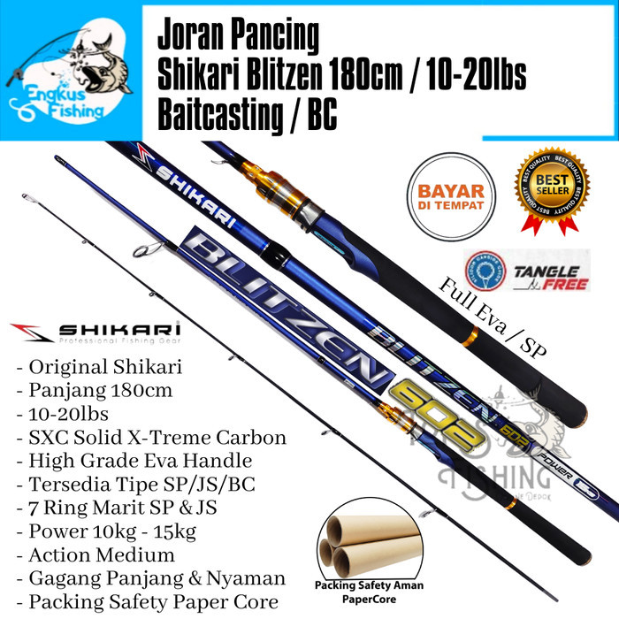 Kail Pancing Joran Pancing Shikari Blitzen 180Cm/10-20Lbs Carbon Solid ( Sp / Js / Bc ) Sic Murah -