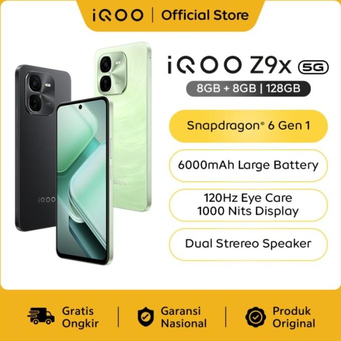 NEW IQOO Z9X (8/128) SNAPDRAGON 6 GEN 1 4NM (ANTUTU 570,456+), 6000 MAH, 1000 NITS 120HZ EYE-CARE DI