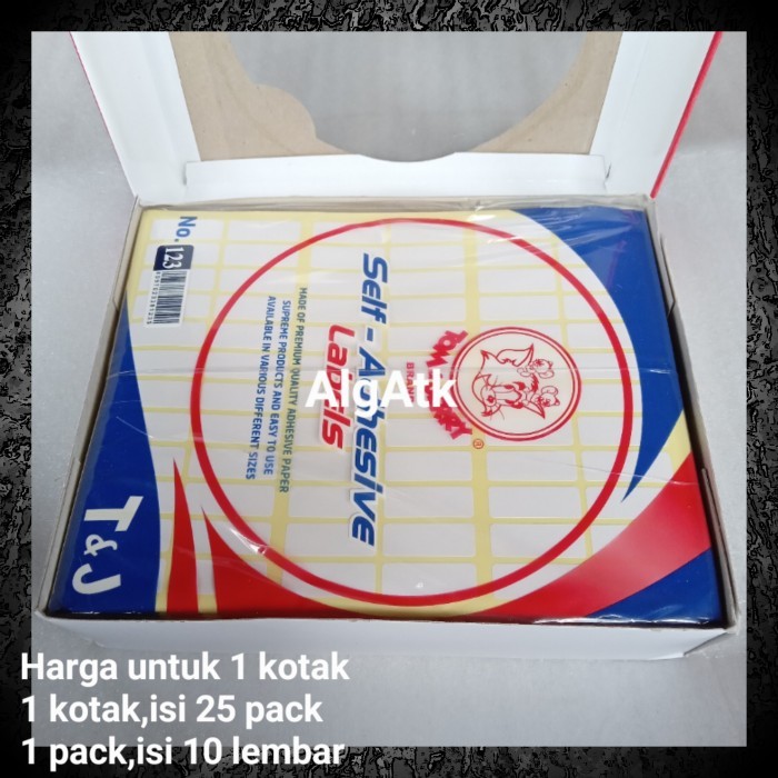 

label tom & jerry no.123 harga untuk 1 kotak isi 25 pack