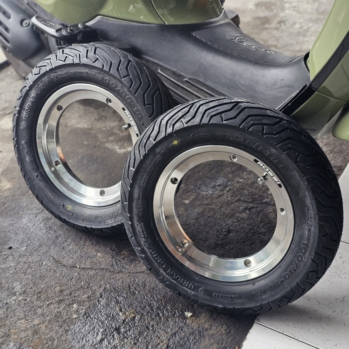 *$*$*$*$] Paket Velg Tubeless Vespa Ring 10 Vrossi & Ban Delitire SC109
