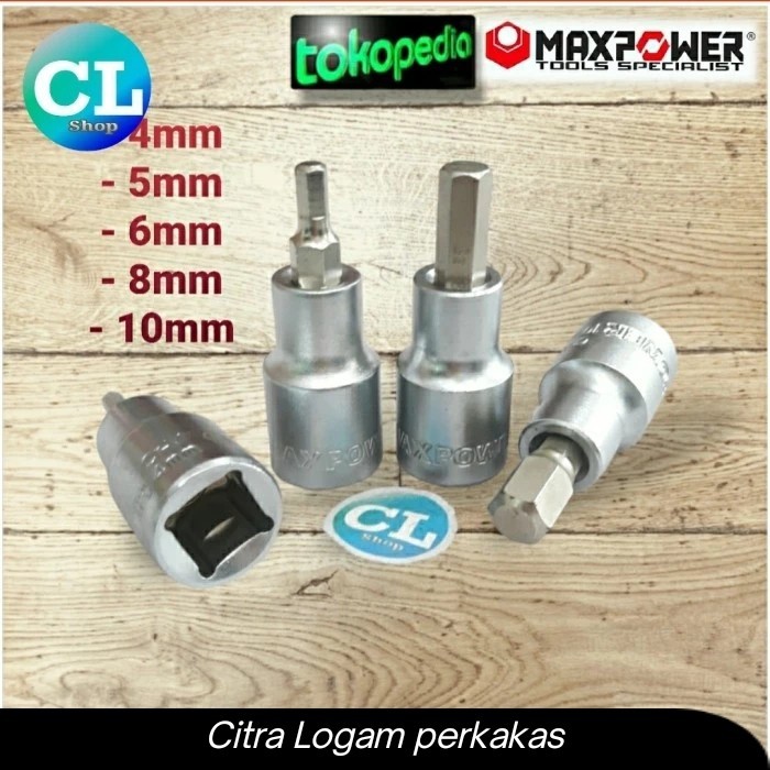 Terlaris MATA SOCK L KETOK IMPACT 4mm 5mm 6mm 8mm 10mm hexbit 1/2" hex bit 1/2in pendek anak kunci L