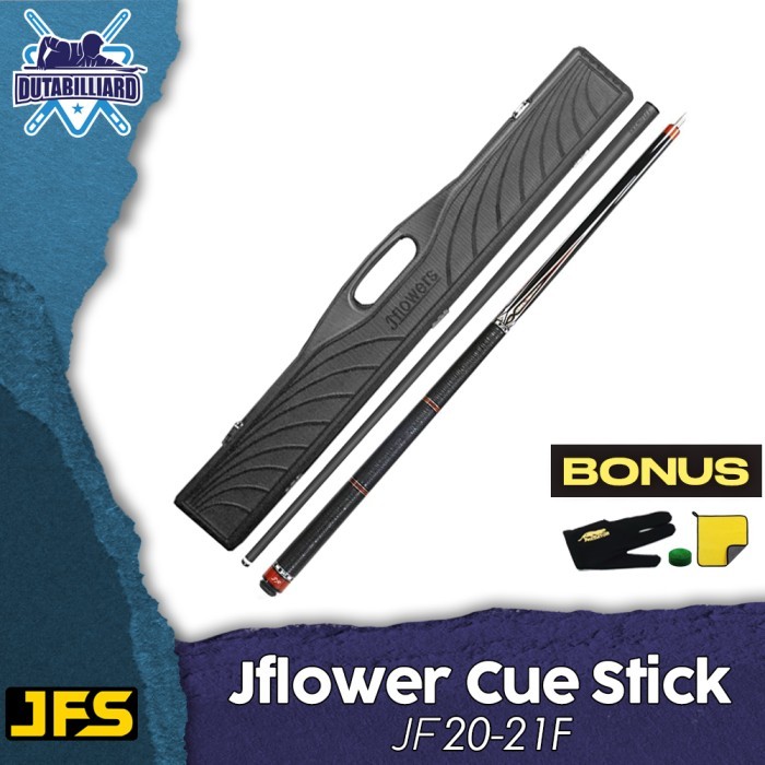 Murah Jflowers JF20-21F Stick Billiard Shaft Carbon Play Low Deflection 12.5mm Ebony Wood Juma Inlay
