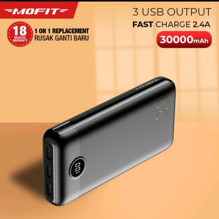 Powerbank mofit M36 30000mAh 2.4A fast charging real capacity